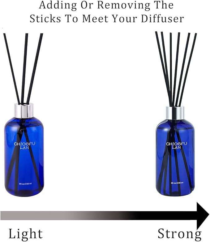 Chloefu Lan Reéd Diffuser, 8.1 oz Natural Essential Scented Oil, 6 Diffuser Sticks, Home Fragrance Sandalwood, Aromatherapy Oil Diffuser Reeds, More Masculine Scent, Bathroom & Office Decor 230ml - Bloomnest