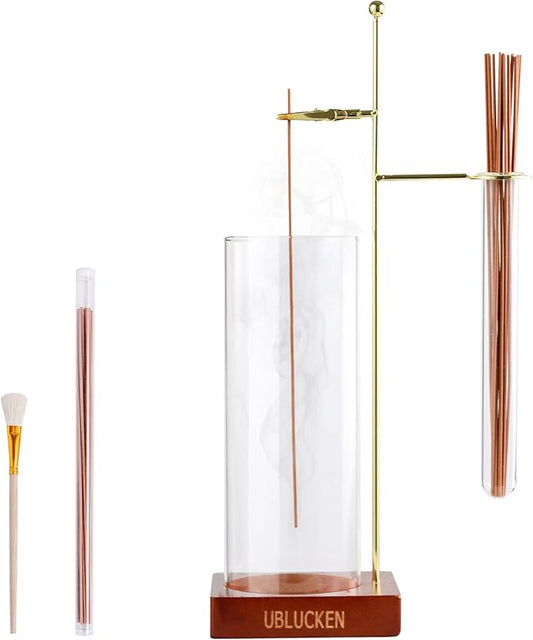 Incense Holder for Sticks, Anti-Ash Flying Incense Burner with Brush & 20 Incense Stick, Detachable Glass Ash Catcher & Storage Tube, Upside Down Incense Holders for Yoga Spa Home Decor - Bloomnest