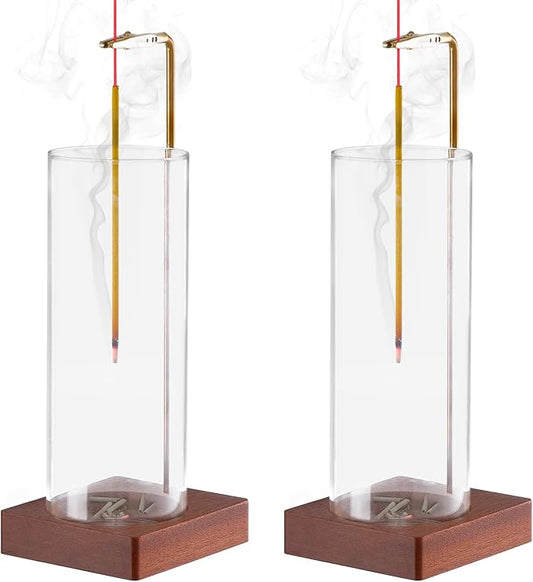 2 Pack Incense Holder for Sticks, Insence-Stick Holder Ash Catcher with Removable Glass [Anti-Ash Flying], Mess-Free Incense Burner, Perfect for Meditation Yoga Relaxation, Home Decor - Bloomnest