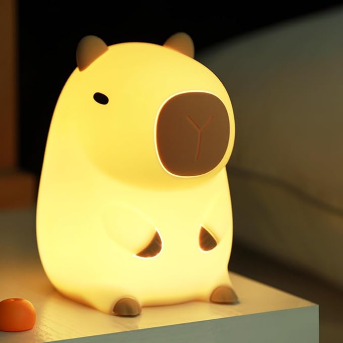 Attivolife Capybara Night Light for Kids, Animal Silicone Night Lamp USB Rechargeable, Touch Control with Dimmable & Timer, Cute Home Bedside Decor Portable, Kawaii Birthday Xmas Gift for Girl Boy - Bloomnest