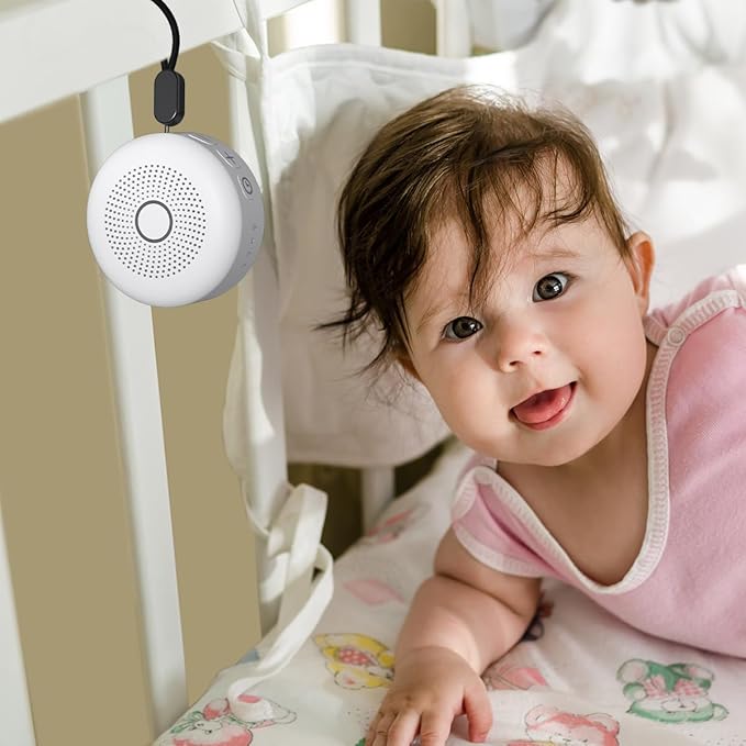 Sleepbox Portable White Noise Machine 30 Soothing Sounds Rechargeable Battery Small for Travel 32 Volume Control Noise Canceling Sleep Machine Sound Therapy for Baby Kids Adults (White) - Bloomnest