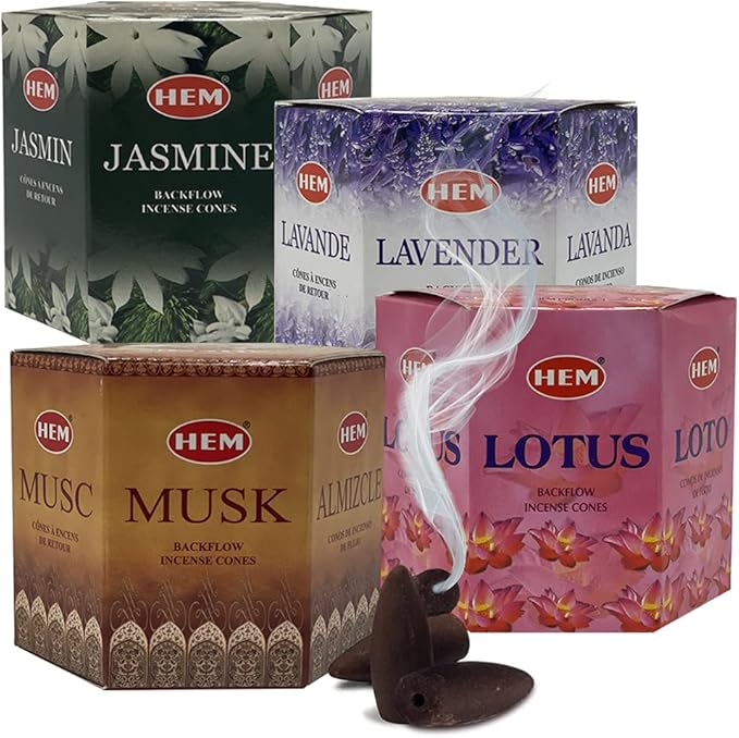 TRUMIRI Incense Cones, 4 Sets of 40 Cones Each, Variety Pack (Jasmine, Lavender, Lotus, Musk) for Waterfall and Mat Bundle TRUMIRI