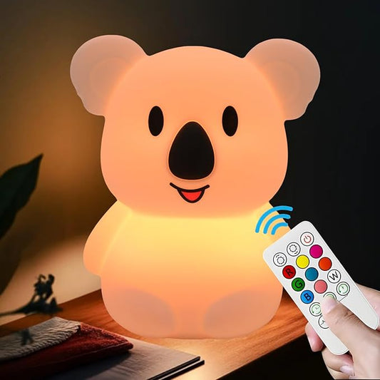 Night Light for Kids Koala Multicolor Bedside Lamp Room Decor Lamp Children NightLights Decorative Light - Eye Caring, Adjustable Brightness & Color, Time Setting, Holiday Gift - Medium - Bloomnest