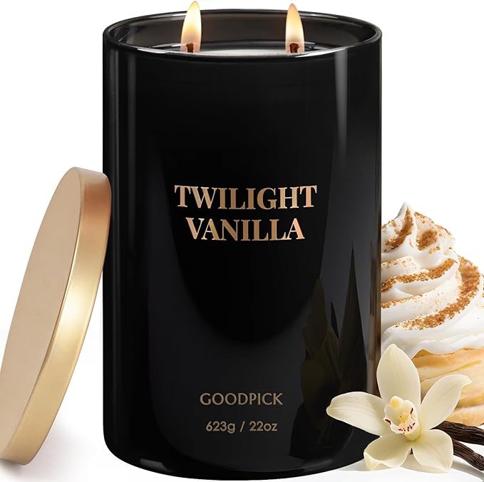 Goodpick Twilight Vanilla Scented Candles, Citrus & Floral Candles for Home, 22oz Soy Wax, 120hrs Creamy Vanilla, Bedroom Gift - Bloomnest