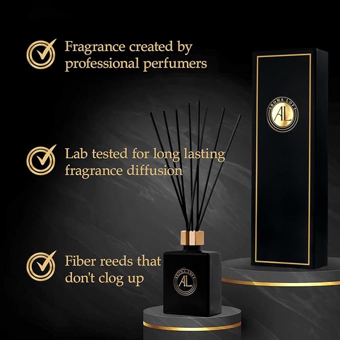 Reed Diffuser-Cashmere Vanilla Reed Diffusers for Home-5 oz.Oil Diffuser Sticks - Bathroom Diffuser Set-Scent Diffusers for Home- Oil Diffuser Reeds,-Scent Sticks in Oil-Office Smell Good Stuff