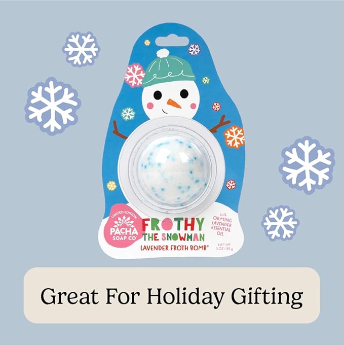 PACHA SOAP Co. Holiday Bath Bomb Card 3 Pack, Frothy The Snowman - Scents of Lavender, Moisturizing, Naturally Derived & Handcrafted in The USA - Bloomnest