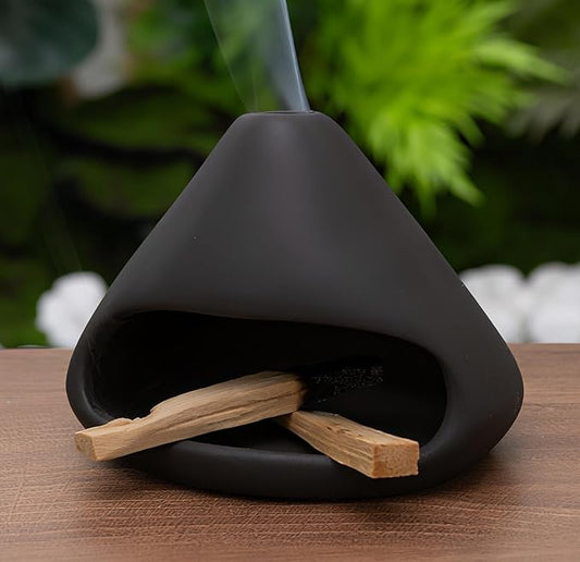 Palo Santo Holder Incense Burner-Zongzi Clay Smudge Bowl with Chimney, Mini Ceramic Fireplace for sage、Cone Burning, Aromatic Home Decor, Ceramic ash Tray, Anxiety Relief Meditation for Women MOUGIGI