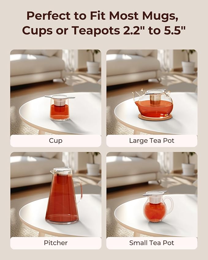 Reinmoson Large Tea Strainers & Filters for Loose Tea Single Cup, 304 Stainless Steel and Food Grade Silicone Extra Fine Mesh Tea Infusers for Loose Tea - Bloomnest