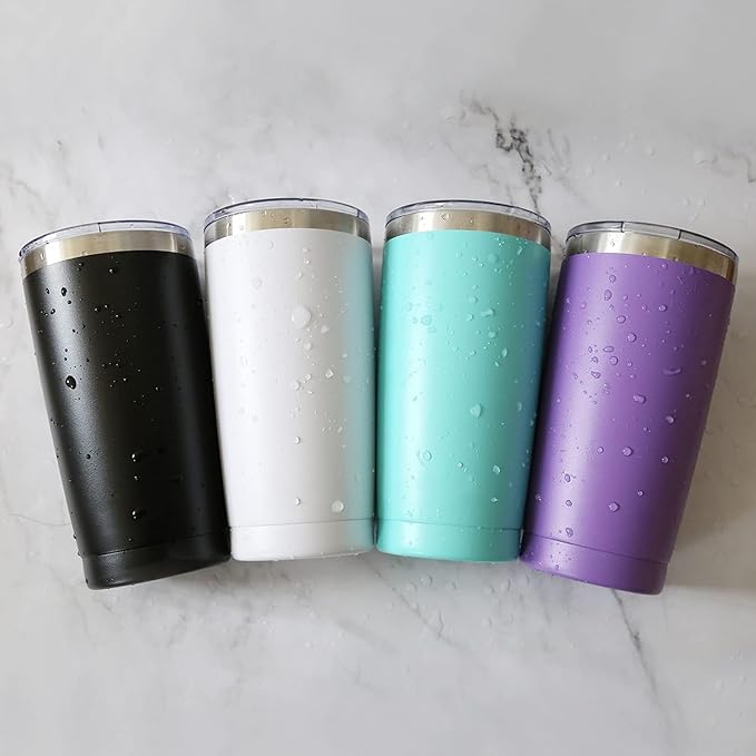 12 pack 20 oz Stainless Steel Insulated Tumbler with Straw and Lid, Double Wall Travel Coffee Mug Vacuum Insulated Bulk Tumbler, Suitable for Vehicle Cup Holders （White） - Bloomnest