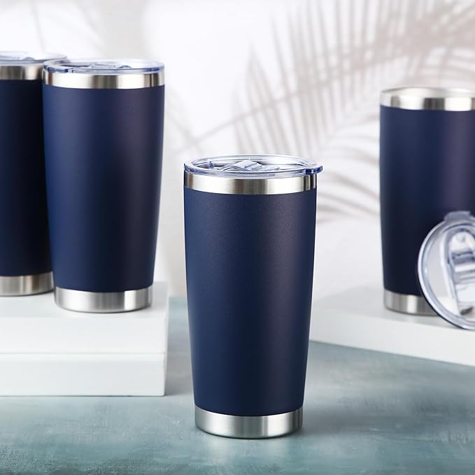 Sieral 36 Packs Stainless Steel Tumbler Bulk with Lid Vacuum Double Wall Insulated Travel Coffee Mug Powder Coated Tumbler Cup for Graduation Wedding Christmas Birthday Party(Navy Blue, 16 oz) - Bloomnest