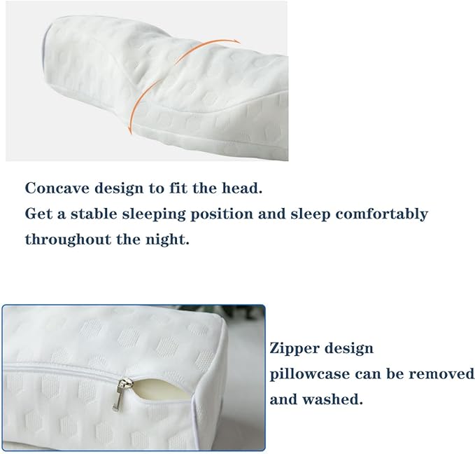 Cervical Neck Pillow for Pain Relief Sleeping, Neck roll Pillow Memory Foam for Stiff Neck Pain Relief ，Travel Bolster Pillow for Bed for Side Sleepers Back Sleeper. (White) - Bloomnest