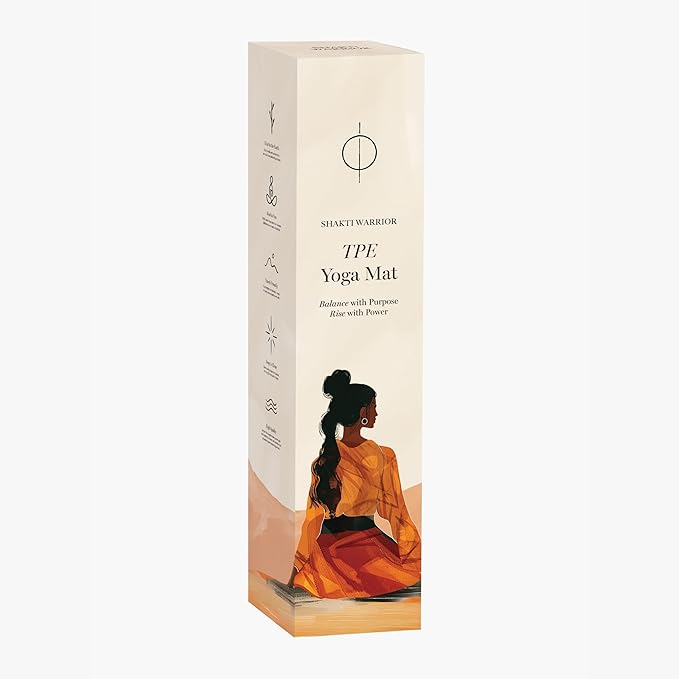 Shakti Warrior TPE Yoga Mat - Artist Designed, Premium eco friendly mats, Non Slip, Non toxic, Great For Regular & Hot Yoga, Pilates and Workouts (72 inch x 24 inch x 6mm thick) - Bloomnest