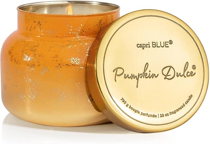 Capri Blue Glimmer Jar Candles - Luxury Holiday Scented Candles for Home - Long Lasting Soy Wax Blend - Scented Holiday & Home Decor - Pumpkin Dulce Oversized Signature Jar (28 oz) - Bloomnest