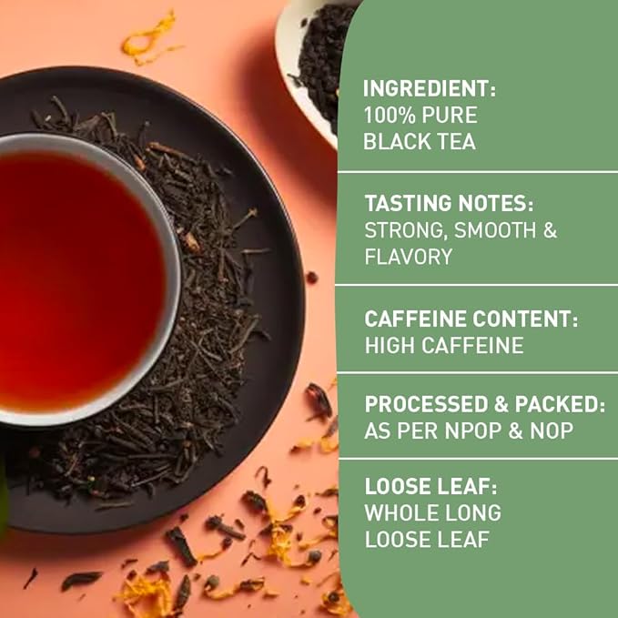HANDPICK, English Breakfast Tea Loose Leaf (340g/12oz) Strong, Robust, High Caffeine Black Tea Loose Leaf | Non-GMO | Resealable, Ziplock Pouch | Brew Hot, Iced or Kombucha tea | Assam Black Tea - Bloomnest