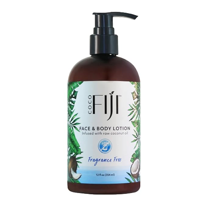 Coco Fiji Face & Body Lotion Infused With Coconut Oil | Lotion for Dry Skin | Moisturizer Face Cream & Massage Lotion for Women & Men | Fragrance Free 12 oz, Pack of 1 - Bloomnest