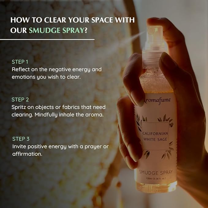 White Sage Smudge Spray Gift Set by Aromafume | 6x50ml/1.7 fl oz | White Sage with Rose, Lavender, Palo Santo, Sandalwood, Frankincense | Sprays for Cleansing Negative Energy & Protection Aromafume