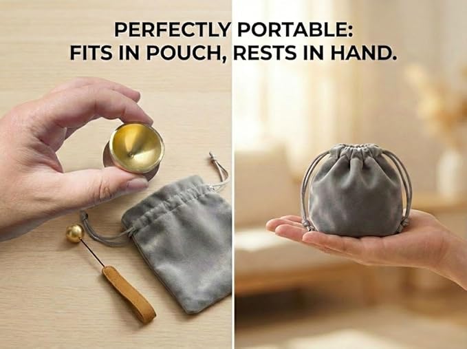 Mini Singing Bowl Set, Small Portable Brass Meditation Sound Bowl with Copper Striker Ball & Drawstring Pouch, for Yoga, Mindfulness, Relaxation, Chakra & Spiritual Gift (1.6 in) Bloomnest