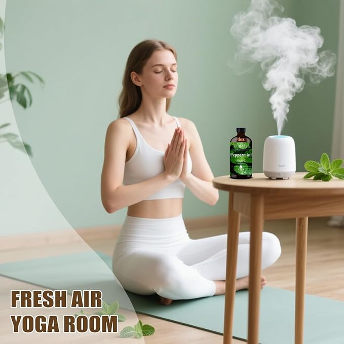 Peppermint Essential Oil, Peppermint Oil 4 Fl Oz 120ML for Diffuser Humidifier Yoga Cleaning DIY Candle Soap Making Essential Oils - Bloomnest