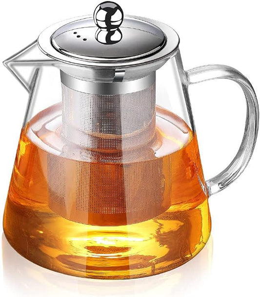 Glass Teapot with Infuser Tea Pot 32oz/43oz Tea Kettle Stovetop Safe Blooming and Loose Leaf Tea Maker Set (32oz/ 950ml) - Bloomnest