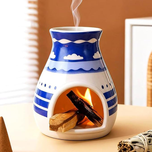 Handcrafted Palo Santo Burner – Hopi-Inspired Ceramic Incense Dish for Aromatherapy – Suitable for Sage, and Cone Incense – Ideal for Energy Cleansing, Yoga, Meditation, Zen, Altar Décor MOUGIGI