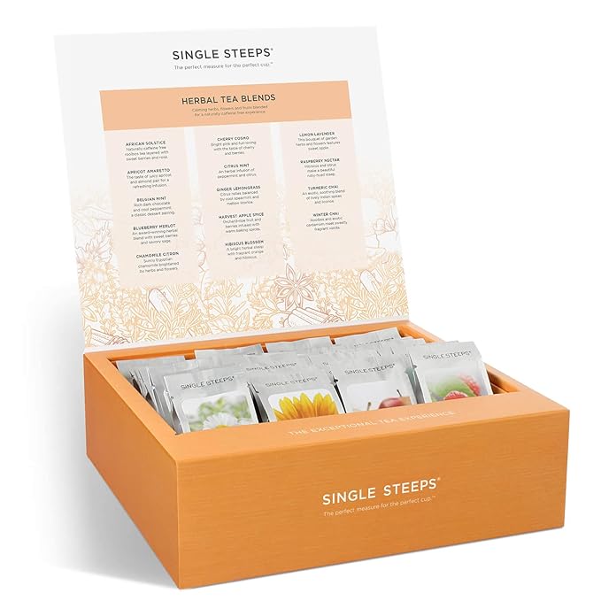 Tea Forte Herbal Tea Assortment Single Steeps Loose Leaf Premium Tea Gift Set Sampler, 28 Count, 2 of Each Assorted Blends Pre-Portioned Single Serve Pouches, Steeps 12 oz - Bloomnest