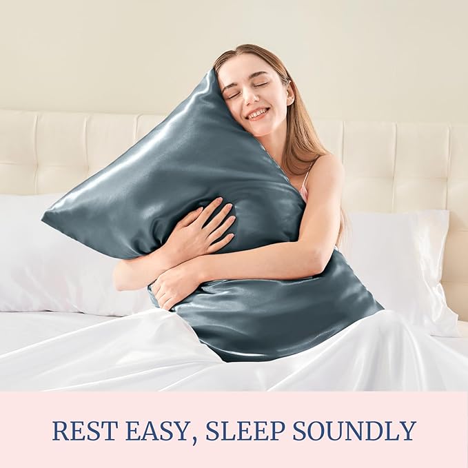 BEDELITE Satin Pillowcase for Hair and Skin, Super Soft Similar to Silk Pillow Cases 4 Pack with Envelope Closure, Cooling Pillowcases for Women Men (20"x36" King Size, Space Grey) - Bloomnest