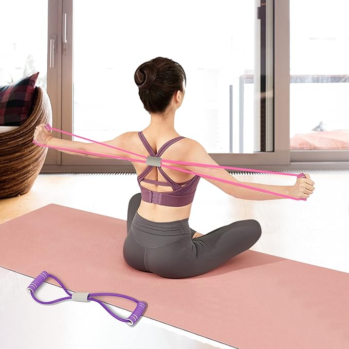 FYY Figure 8 Resistance Bands, Yoga Resistance Band Stretch Fitness Band, Pull Rope, Chest Arm and Shoulder Stretch Bands Exercise Equipment for Home Workout, Physical Therapy, Strength Training - Bloomnest