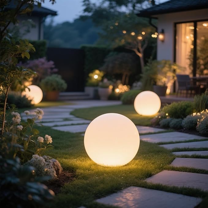 16 Inch Ultra-Fun LED Ball Light, Rechargeable Globe Floor Lamp w/Remote, 16 RGB Color Changing LED Glowing Orb Light, Waterproof Outdoor Ambiance Lighting, Pool Party Garden Patio Decor - Bloomnest