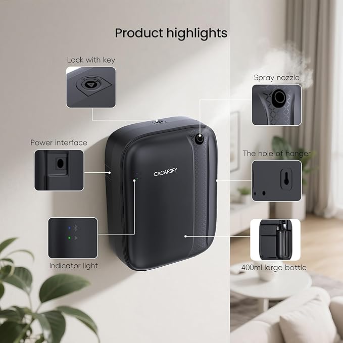 Waterless Essential Oil Diffuser,(2 * 50ml Fragrances Included) 3000 Sq.Ft Coverage 400ml Capacity Hotel Scent Diffuser,Cold Air Tech, App & Button Control,Scent Diffusers for Home Large Room (Black) - Bloomnest