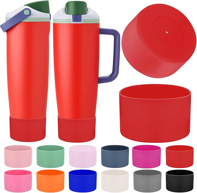 Mity rain 2PCS Protective Silicone Boots for Owala 30oz & 40oz FreeSip Sway Bottles & Tumblers - Accessories for owala, Enhances Stability & Prevents Scratches (Red) Mityrain