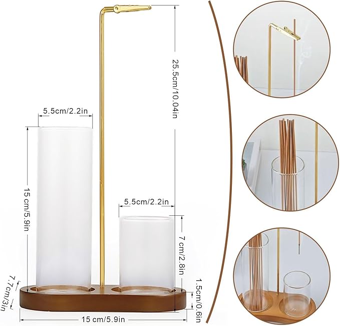 2 in 1 Glass Incense Holder & Burner for Sticks with Ash Catcher, Anti-Ash Flying Design, Storage Organizer and Hang Upside Down for Meditation Yoga Spa Home Decor - Bloomnest