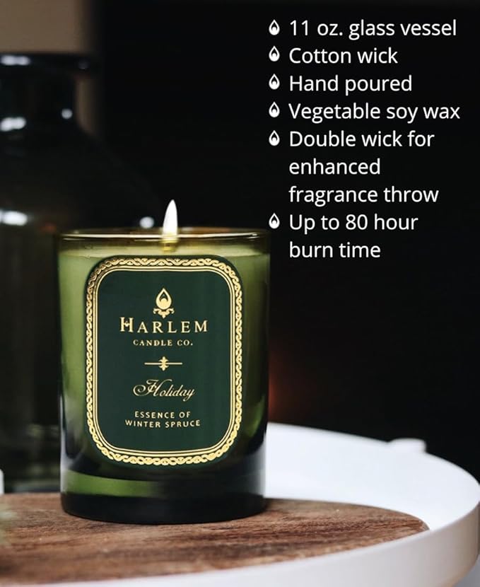 Harlem Candle Co. Holiday Luxury Candle, 11 oz Glass Jar, Double Wick, Soy Wax, Gift Box, Wild Berry, Rose, Absinthe, Angelica, Strawberry Musk, and Birchwood, 80 Hour Burn - Bloomnest