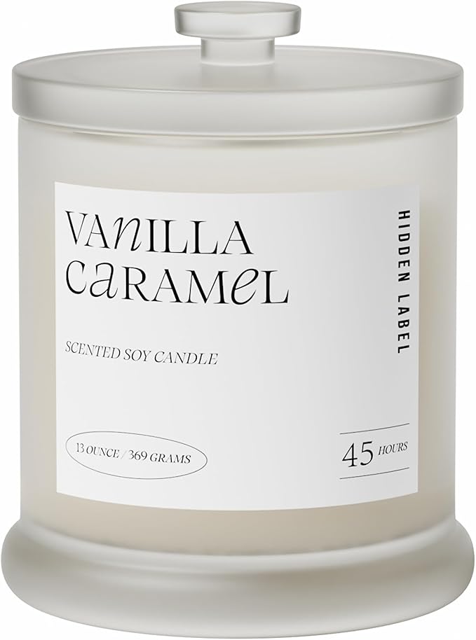 Fall Candles Vanilla Caramel Scent, Big Soy Candle for Home Scented, 13oz /75H Natural Candles Non Toxic | 2 Wick Aromatherapy Candle for Home Decor, Stress Relief & Relaxation - Bloomnest