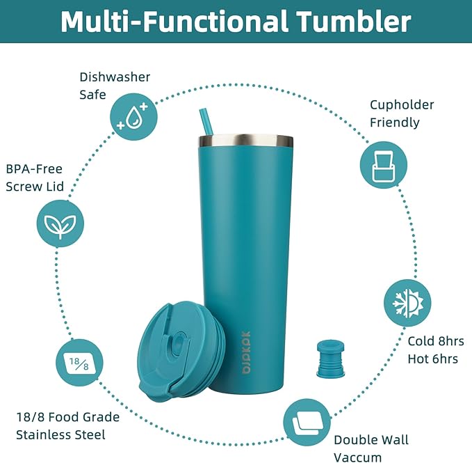 BJPKPK 30oz Tumbler With lid And Straw Stainless Steel Travel Coffee Mug Insulated Tumblers Cups,Laguna - Bloomnest