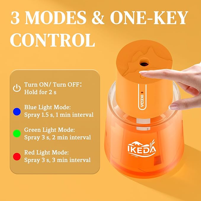 Ikeda Car Diffusers for Essential Oils,100ml Glass Car Essential Oil Diffuser,Smart Car Humidifier Diffuser, 3 Timers & 300 mAH Battery Operated Car Aroma Diffuser for Travel, Auto Shut-Off,Orange - Bloomnest