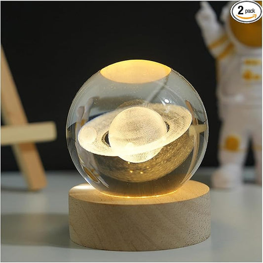 3D Crystal Ball Night Light Mood Lighting Cozy Comfort Gifts Home Decor lamp for Bedroom Space Lamps Happy Cozy Comfort Gifts (Saturn) - Bloomnest