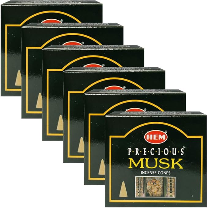 TRUMIRI Incense Cone Holder Bundle with Hem Precious Musk Incense Cones - Pack of 6 (Approx 60 Cones) TRUMIRI