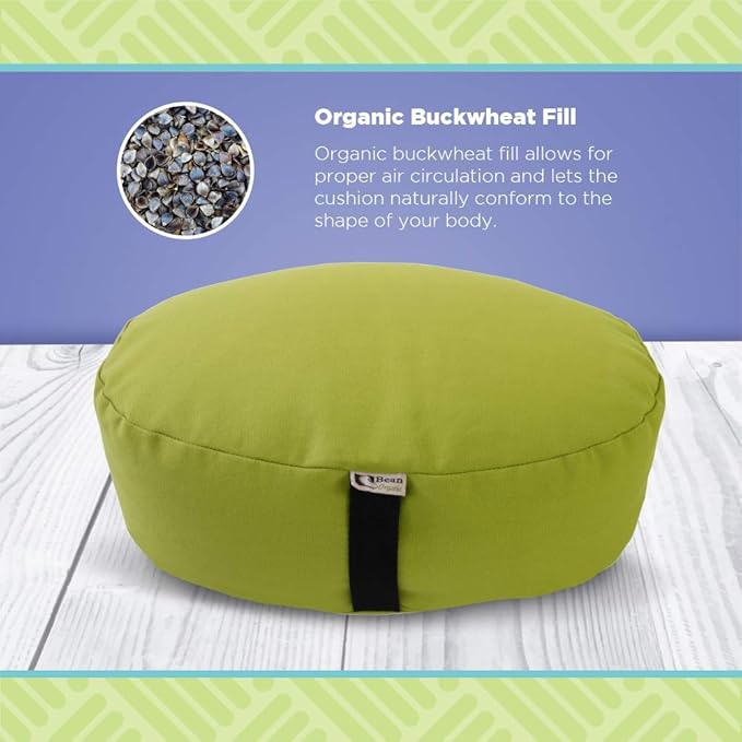 BEAN PRODUCTS Zafu Meditation Pillows for Sitting on Floor, Yoga Cushion, Cotton/Buckwheat fill Yoga Pillow, Zafu Meditation Cushion, Zen Kneeling Prayer Pad- MADE IN USA - 14"x18" Oval - NATURAL - Bloomnest