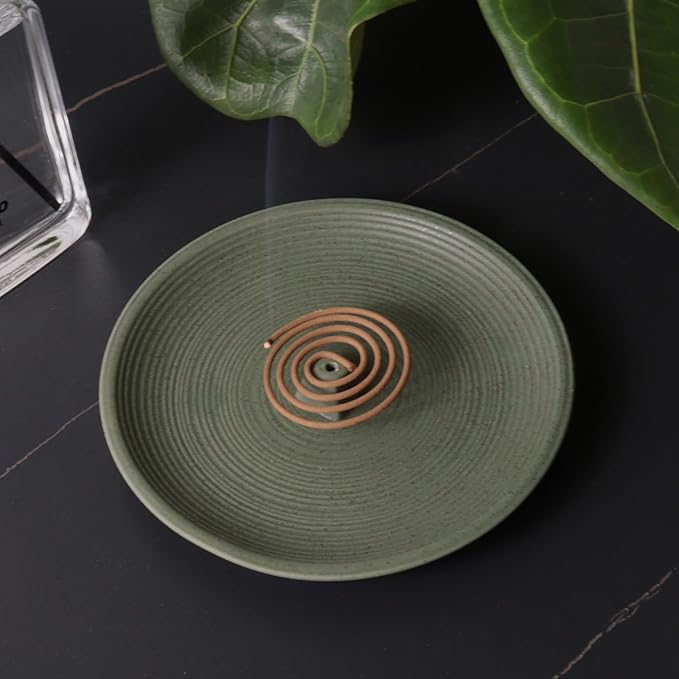 Incense Holder and Insence-Stick Holder,Incense Holder for Sticks, Simple Insence Tray for Set for Office Yoga and Livingroom (Green) - Bloomnest