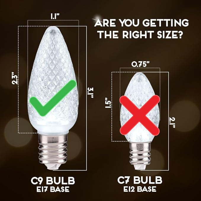 HLO Lighting Set of 500 Cool White C9 Faceted LED Christmas Light Bulbs for Indoor & Outdoor Use | Durable Replacement Bulbs - Bloomnest