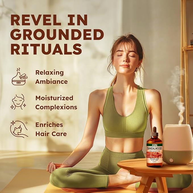 KUKKA Sandalwood Essential Oils - 4 Fl Oz - for Hair, Skin, Diffuser, Aromatherapy & DIY Soap Making Scent - Bloomnest