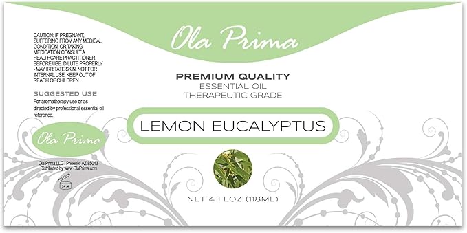 Ola Prima Lemon Eucalyptus Essential Oil – Therapeutic Grade for Aromatherapy, Diffuser, Relaxation, Cosmetic Making, Dropper – 4 fl oz – Eucalyptus Lemon Scent Aromatherapy Oil - Bloomnest