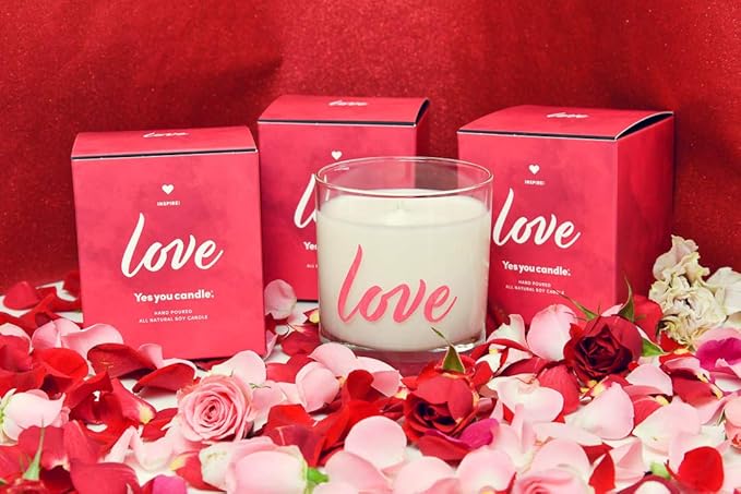 Love, Bergamot, Wine, Orange, Vanilla, Lillies & Musk, Highly-Scented, Inspirational Soy Candle, Made in USA, Pure Essential Oils, Aromatherapy, 9.5 oz - Bloomnest
