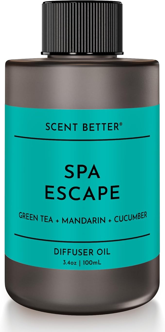 Scent Better Spa Escape Aroma Essential Oil Blend: an Aromatherapy Blend of Green Tea, Mandarin, and Cucumber for Ultrasonic Diffusers & Nebulizers (3.3 Fl Oz, 100 mL) - Bloomnest