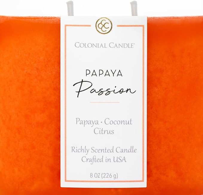 Colonial Candle Papaya Passion Scented Candle Jar, Highly Fragranced Candles for Home Scented, Mottled Wax Candle, 2 Wick, 8 oz - Made in The USA - Bloomnest
