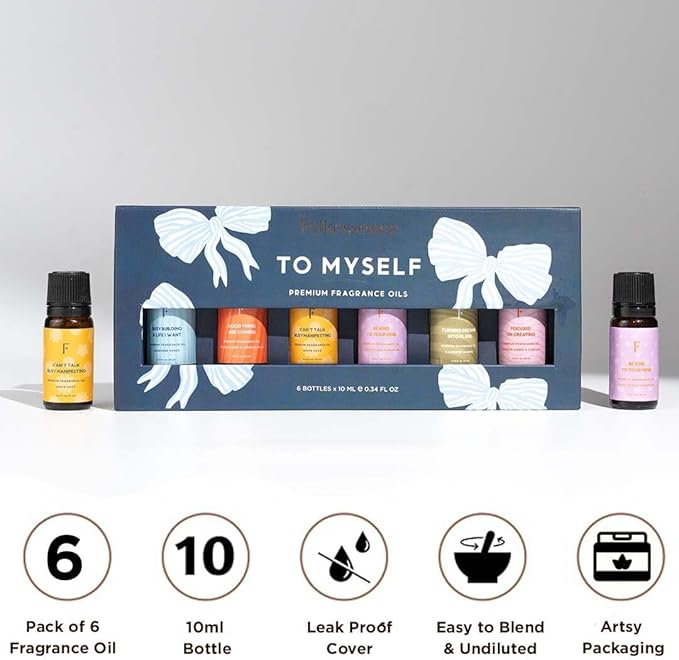 Folkulture Essential Oils for Home | Set of 6 (0.34 fl oz x 6) Diffuser Oils for Relaxation | Sage, Citrus, Jasmine, or Vanilla Essential Oils for Meditation | Lavender Oil for Gifts for Women - Bloomnest