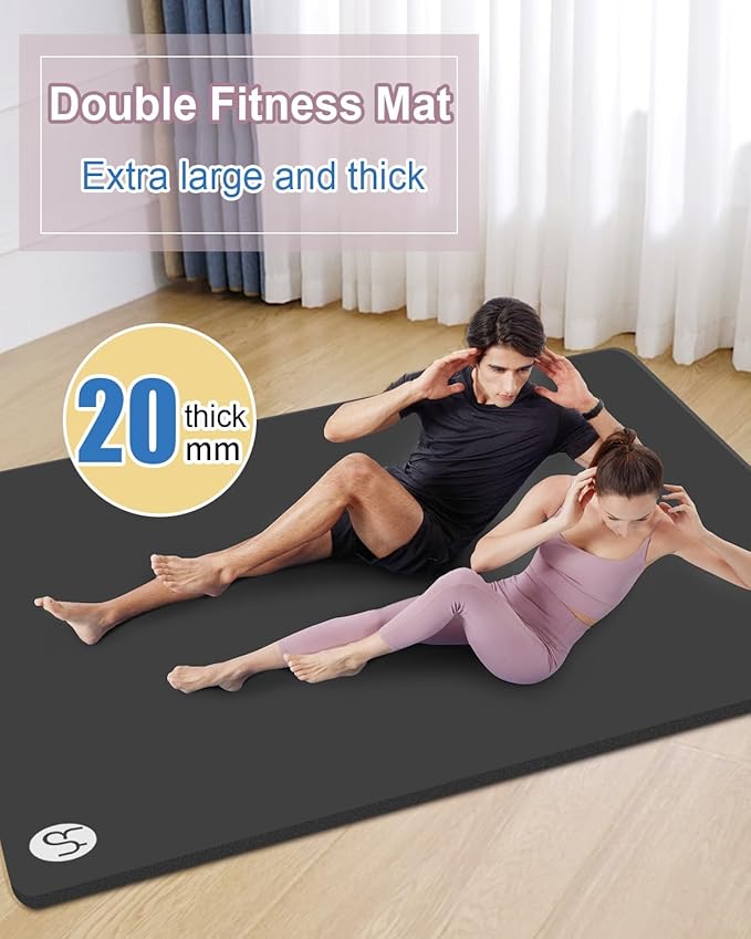 Large Yoga Mat 78"x 51" 20mm/15mm/10mm Thick Workout Mats for Home Gym, Extra Wide Workout for Women Men Gym Flooring Exercises - Bloomnest