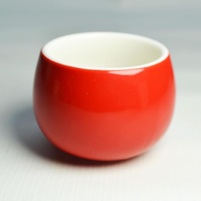 Chinese Wedding Tea cup 5oz Porcelain Teacup Red Cups Round Glaze Carving Double Xi for Tea Ceremony Wedding Party Home Decor (Double happiness cups 2pcs) - Bloomnest