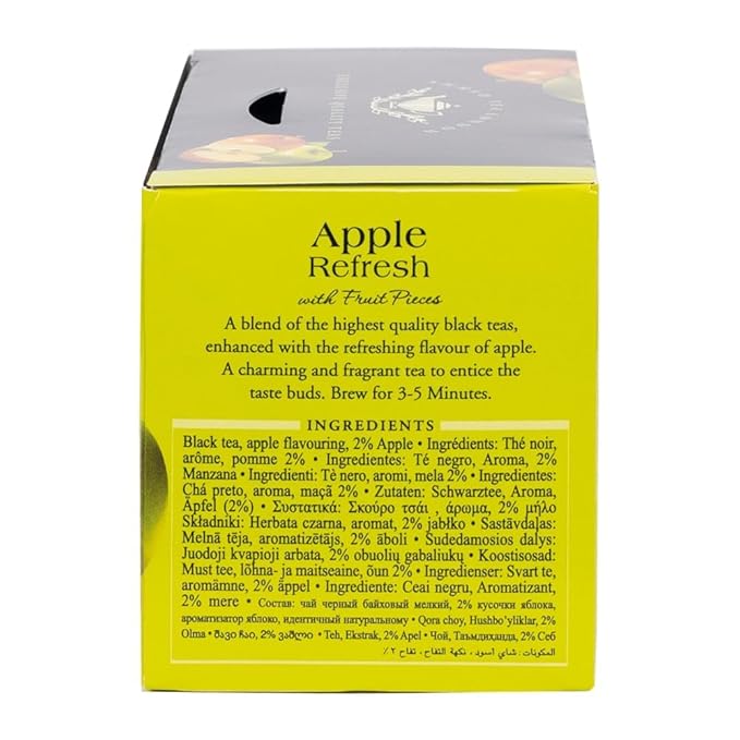 Ahmad Tea Black Tea, Apple Refresh Teabags, 20 ct (Pack of 1) - Caffeinated & Sugar-Free - Bloomnest