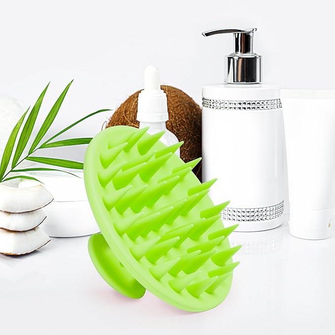 Meartchy Silicone Scalp Massager Shampoo Brush, Scalp Brush for Hair Growth & Dandruff Removal, Hair Scrubber Scalp Stimulator Exfoliator Brush with Soft Bristles for Wet Dry Scalp Care (Green) Meartchy